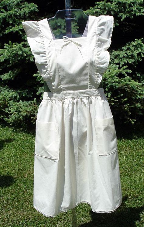 Unbleached Muslin Ruffled Pinafore Apron Misses Size Etsy Pinafore