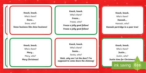 Knock Knock Christmas Cracker Jokes Teacher Made