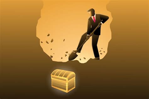 Premium Vector Dig A Hole With A Shovel And Find Gold Treasure Hunt