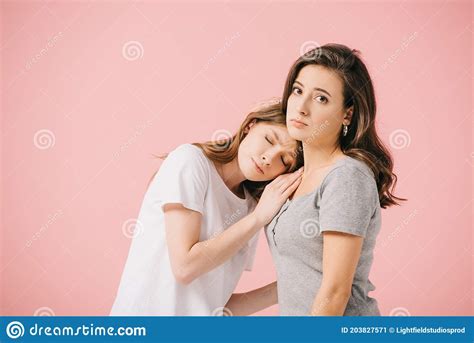 Attractive Woman Hugging Her Sad Friend Stock Image Image Of Embrace