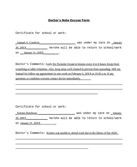 Sample Doctor Note 24 Free Documents In Pdf Word