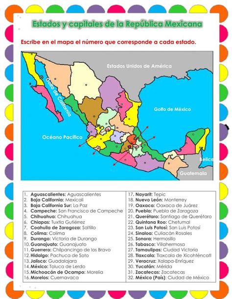 Estados De La República Mexicana Worksheet Homeschool Abc Language