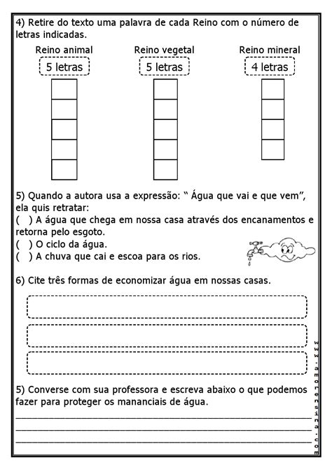 Atividade Sobre Hidrosfera 5o Ano