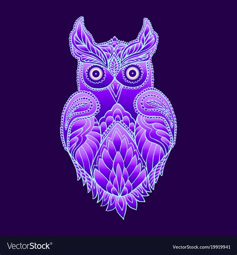 Fantasy Mystical Purple Owl Royalty Free Vector Image