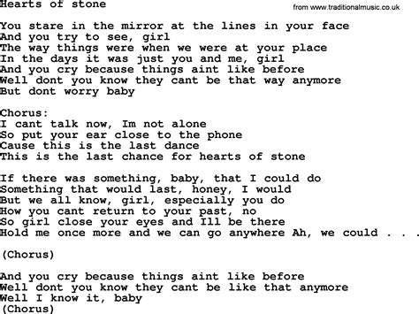 Bruce Springsteen Song Hearts Of Stone Lyrics