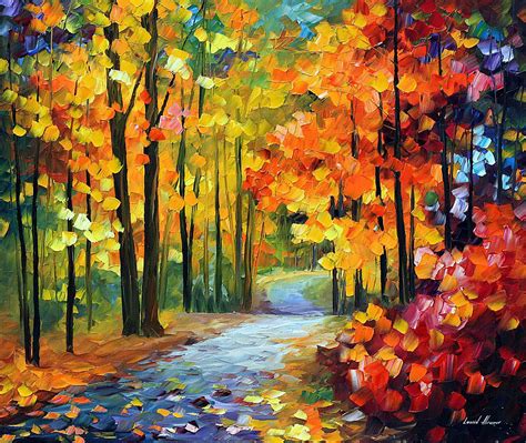 Red Fall — Palette Knife Oil Painting On Canvas By Leonid Afremov