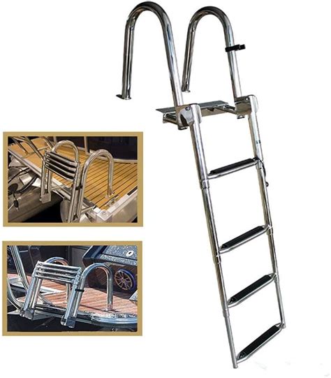 Buy Boat Ladders Pontoon Boat Ladder 4 Steps Stainless Steel Folding
