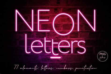 Pink Neon Letters Clipart Custom Designed Graphic Objects ~ Creative