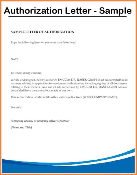 Sample Of Authorization Letter Template With Example Authorization Letter