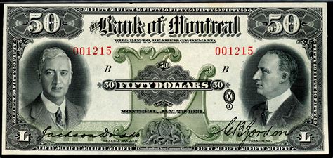 Bank of montreal (the bank) is a financial services provider. The Bank of Montreal; 1931 $50 CH-50585808 #001215, PMG ...
