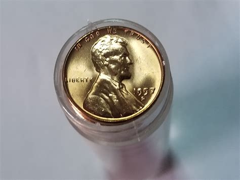 1957 D Lincoln cent Wheat Penny original Roll gem uncirculated red 50