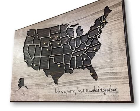 Push Pin Map Of The United States Customized Text Us Map To Etsy In