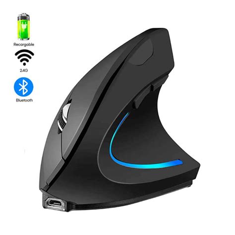 Mouse Ergonómico Vertical Inalámbrico Recargable Negro Kreed