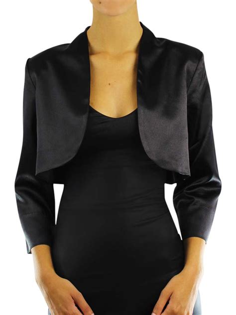 Dressy Satin 34 Sleeve Bolero Shrug Jacket Ebay