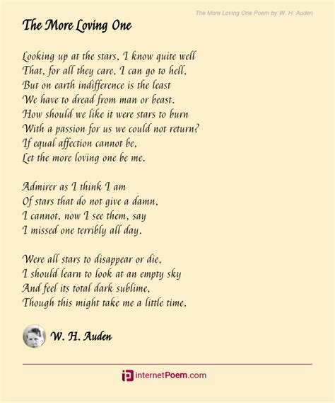 The More Loving One Poem By W H Auden