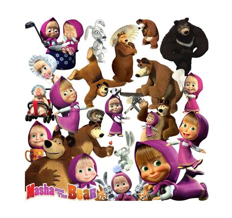 Masha And The Bear Clipart By Foxartcards On Etsy