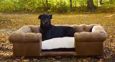 Casa Padrino Luxury Chesterfield Leather Dog Bed Vintage Brown Dark