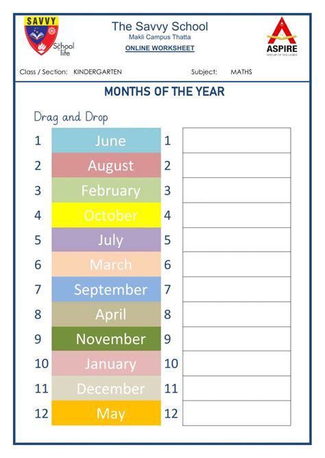 Months Of Year Interactive Worksheet