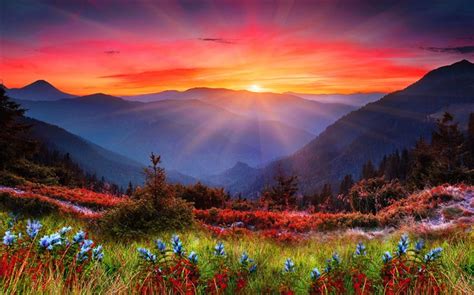 Cool Mountain Sunset Fantasy Hd Wallpaper View