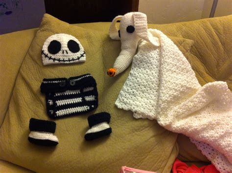 Jack Skellington Infant Set With Zero Blankie Crochet Mask Jack