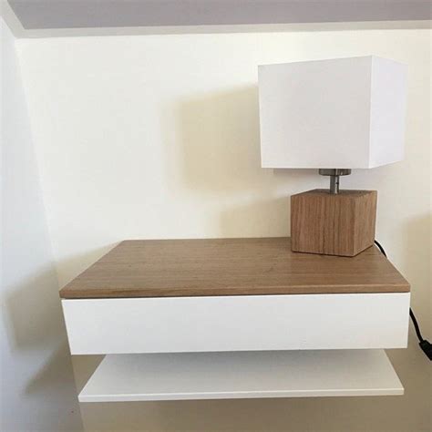 Floating Bedside Table In White With Double Drawers Etsy Uk