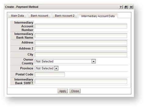 You may need to request intermediary bank details from your payment recipient via their bank. Intermediary Account Data - Payment Method Window - XTRF ...