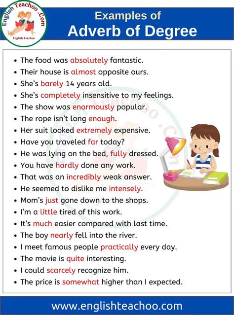 Adverb Of Degree Examples In Sentences Adverbs English Grammar English Learning Spoken