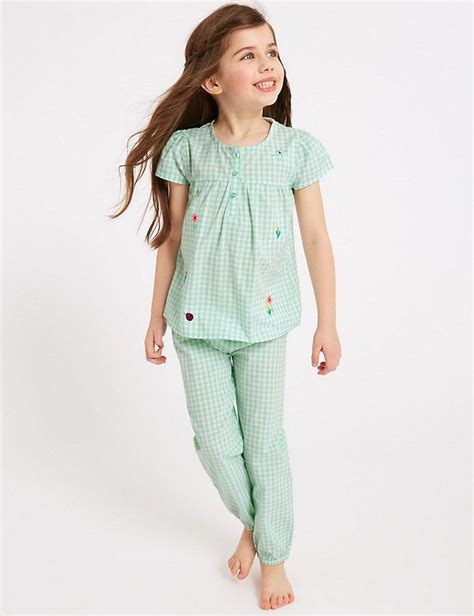 Gingham Pure Cotton Pyjamas 1 7 Years Mands In 2020 Baby Girl