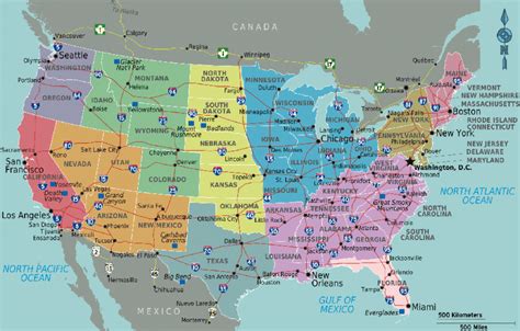 Usa Map With States And Cities Hd Printable Map