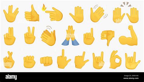 Emoji Hand Icons Hands Gesture Icons Symbols Set Different Hands