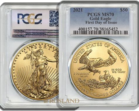 1 Unze Goldmünze American Eagle 2021 Pcgs Ms 70 First Day Type 2