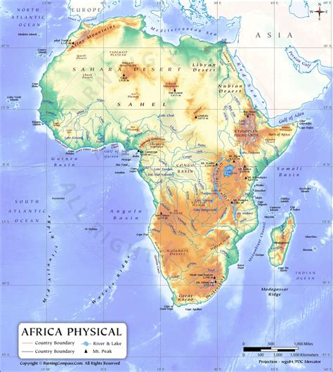 A Physical Map Of Africa