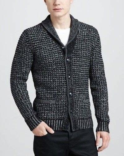 Rag And Bone Neiman Marcus Mens Cardigan Sweater Grey Marled Wool M L Xl Xxl Black Cardigan