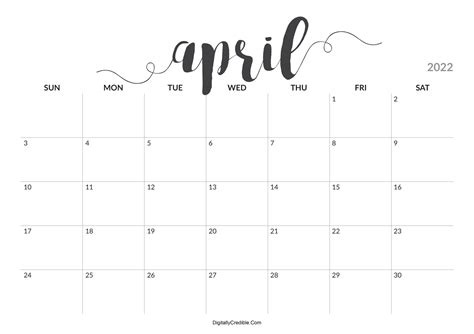 April 2022 Calendar Printable Desk And Wall