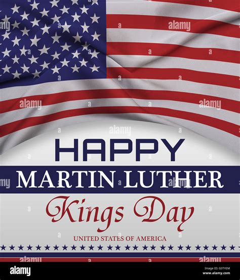 Happy Martin Luther King Day Greeting Lettering American Flag Stock