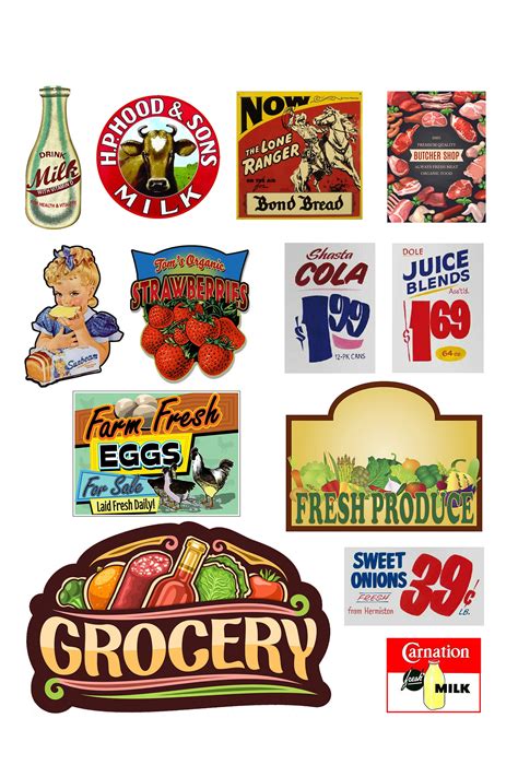 Miniature Scale Model Diorama Grocery Store Signs