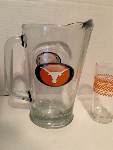 Texas Longhorns Glass Beer Drink Pitcher Glasses Texas Longhorns Bar Set Pitcher Ebay