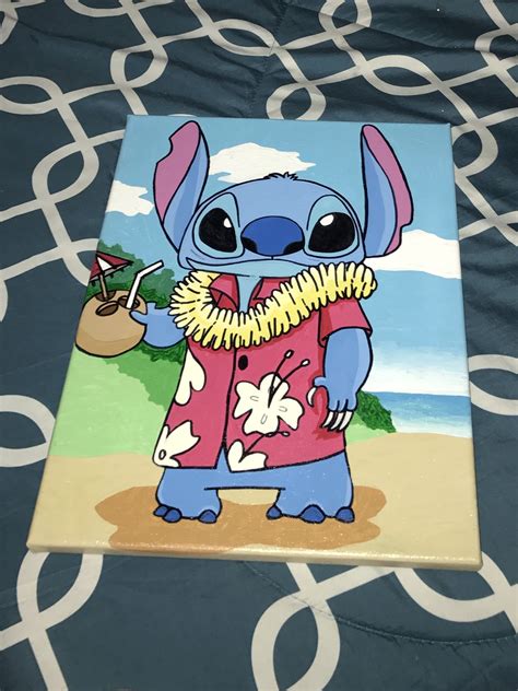 This section features paintings of popular sesame street characters like elmo and the cookie monster, characters from. Disney stitch painting on canvas with acrylic paints ...