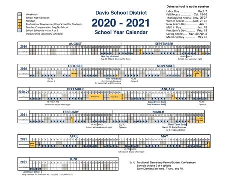 Davis School District Calendar 2020 2021 In Pdf Format