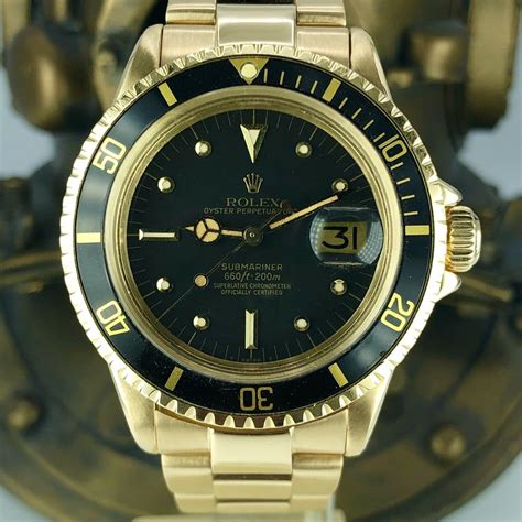 1970 Vintage Rolex Submariner 1680 Gold 18k Black Matte Dial Awadwatches
