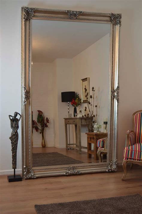 Huge Antique Style Silver Rectangle Wall Mirror Leaner 8ft X 5ft