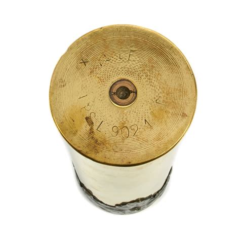 Original French Wwi 75mm Field Gun Brass Shell Casing Trench Art Vase