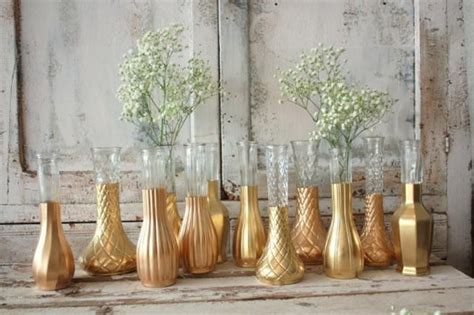 Gold Vases Set Of 24 Custom Gold Glitter Dipped Vintage Budvases And