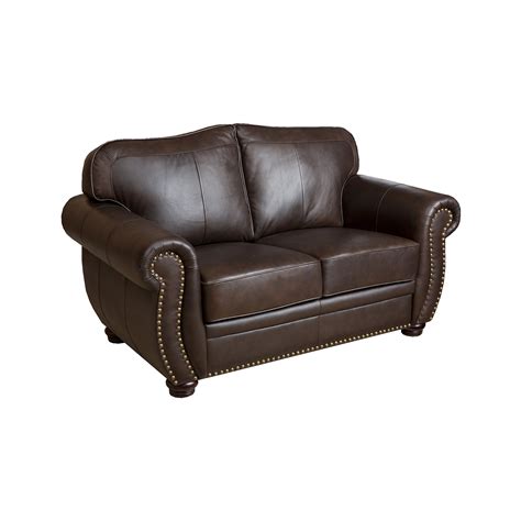 Marlow Top Grain Loveseat Leather Brown Abbyson Living Leather