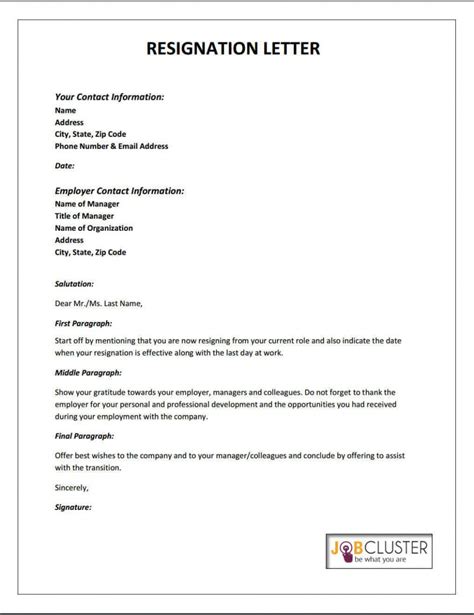 Straightforward Resignation Letter