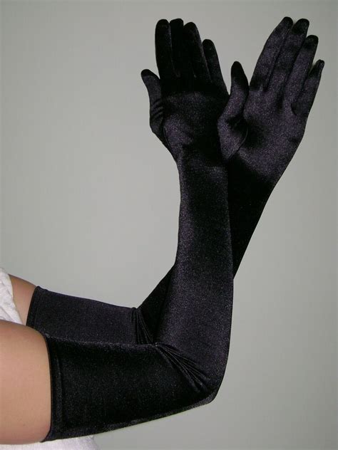 Opera Long Length Stretch Satin Gloves Black Ebay