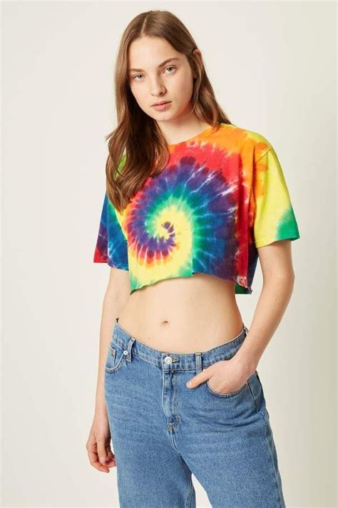French Connenction Tie Dye Pride Crop Top Casual Tops For Women