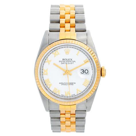 Rolex Datejust Steel Yellow Gold Black Diamond Mens Watch 16233 For