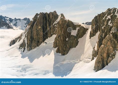 Rock Mountain With Snow Covered At Fox Glacier Stock Image Image Of Natural Mist