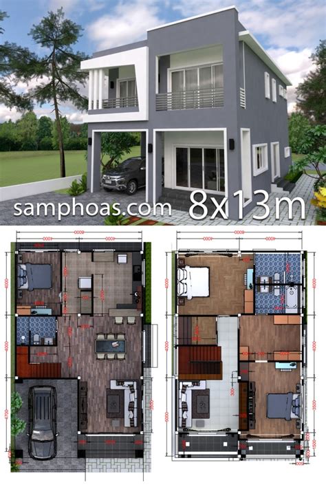 Plan 3d Interior Design Home Plan 8x13m Full Plan 3beds Samphoas Plan